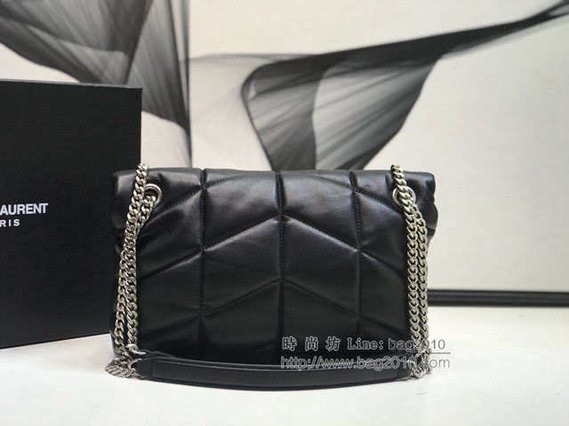 YSL爆款女士包包 聖羅蘭經典款LOULOU PUFFER絎縫漆皮小號郵差包 YSL肩背斜挎包 577476  jjh1137